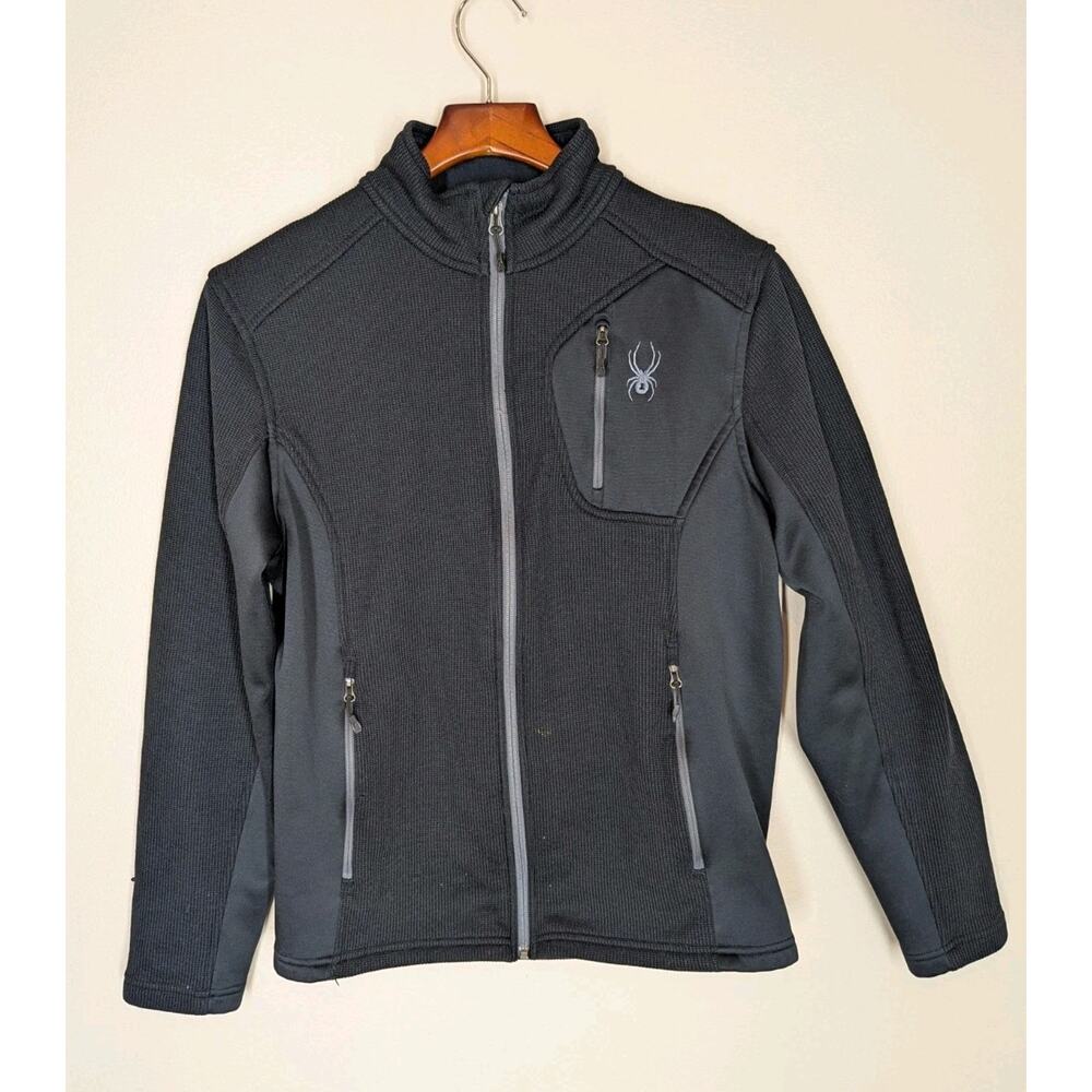 Spyder Core Knit Sweater Mens Size Small Black Zip Up Base Layer Pullover Skiing